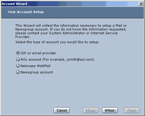 Account Wizard - New Account Setup