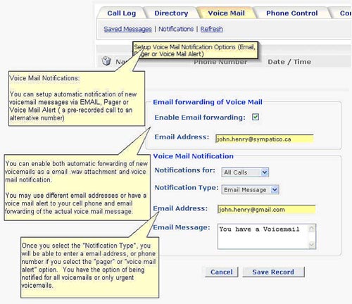 Voice Mail Notifications Feature