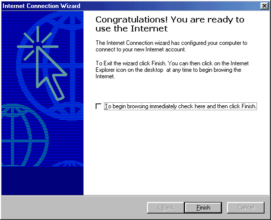 Internet Connection Wizard - Congratulations