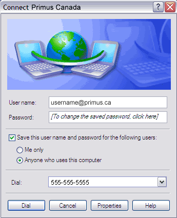 Windows XP Connection to Primus